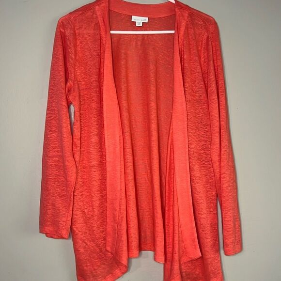 Love Linen J. Jill Womens Cardigan Sweater Coral Linen Heathered Open Front MP - Picture 1 of 8